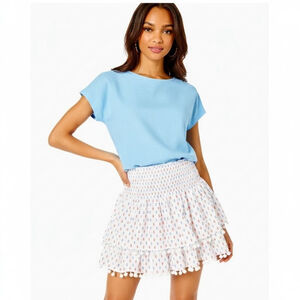 Lilly Pulitzer Ethenia White Blue Orange Patterned Mini Skirt - Small